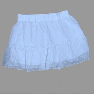 White Swiss Dot Ruffle Mini Skirt Women’s (Lined) Size XL